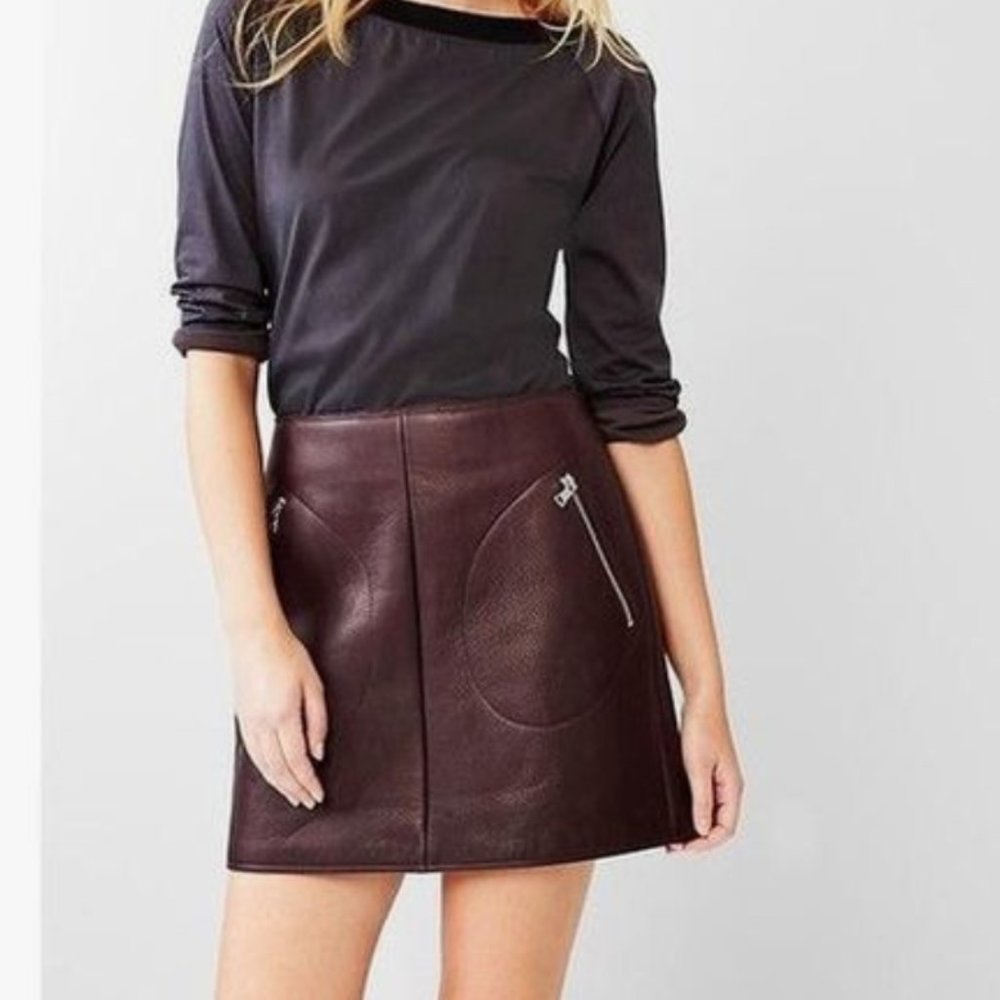 GAP | Genuine oxblood leather mini skirt